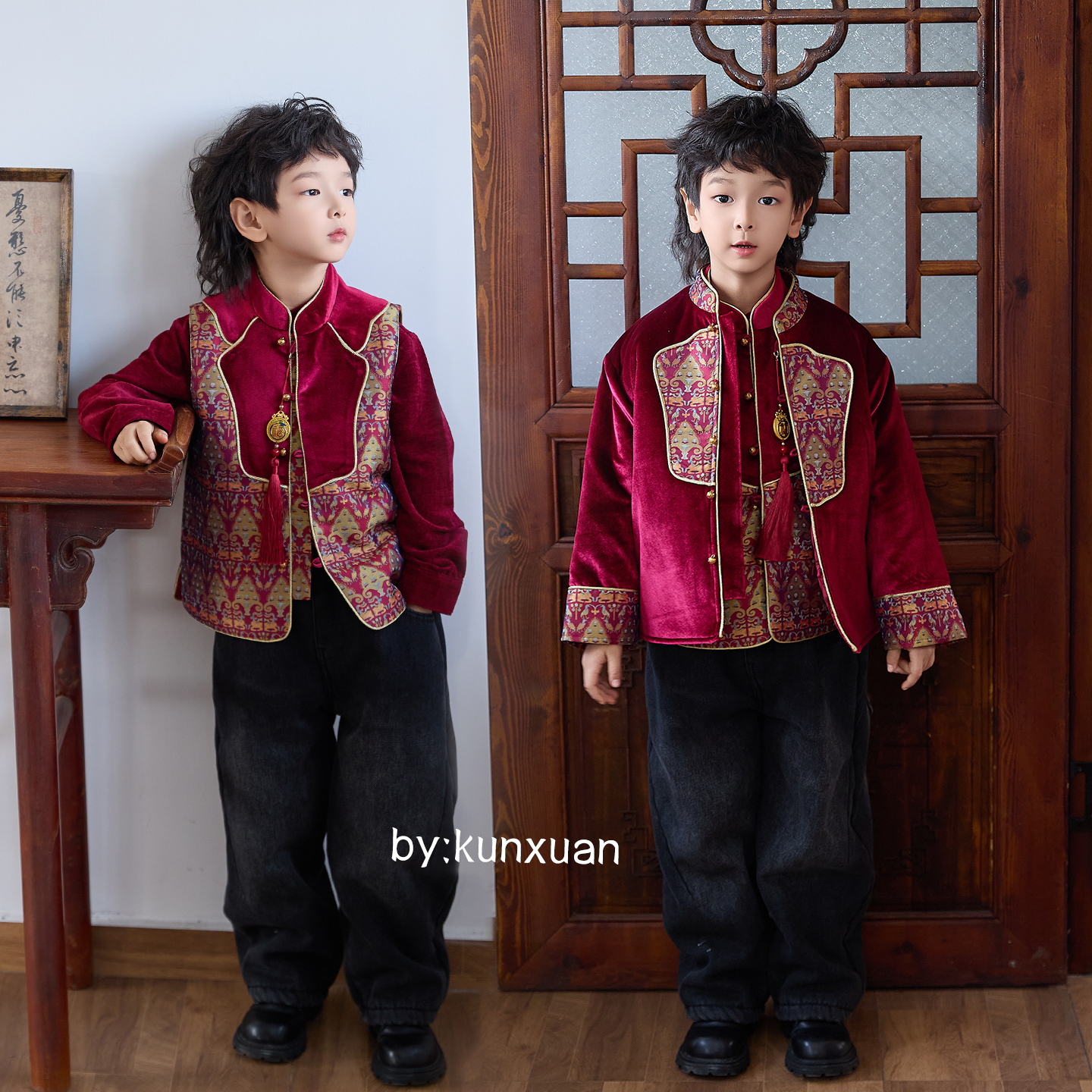 【琨萱】“火树银花”男女童冬款新中式国风马甲外套WI67S127