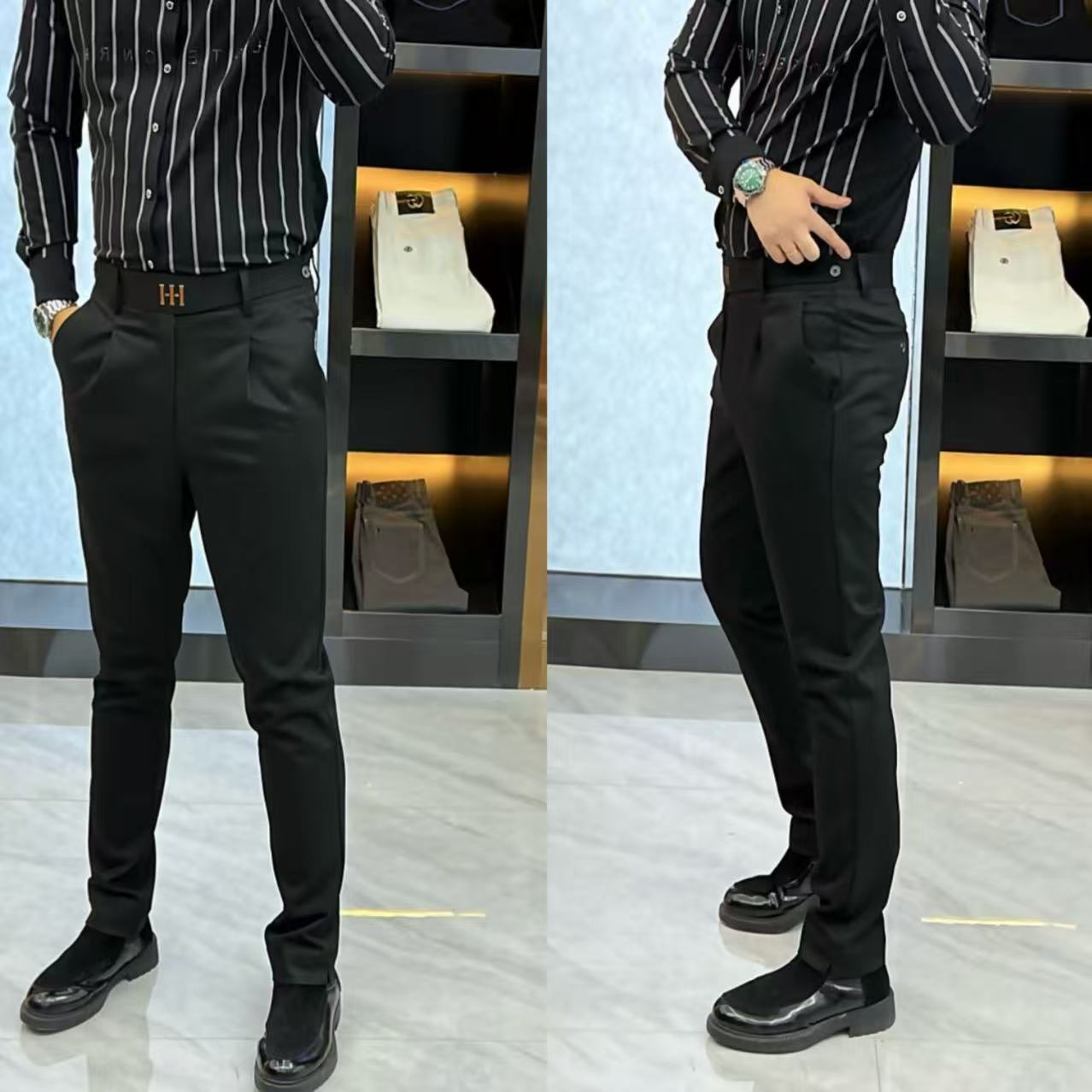 男士高品质百搭商务通勤休闲裤秋冬男士修身西裤-66702