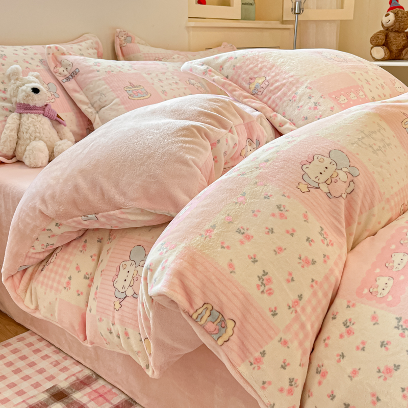 冬天牛奶绒被套加厚保暖双面加绒被罩150x200x230单人双人被单件