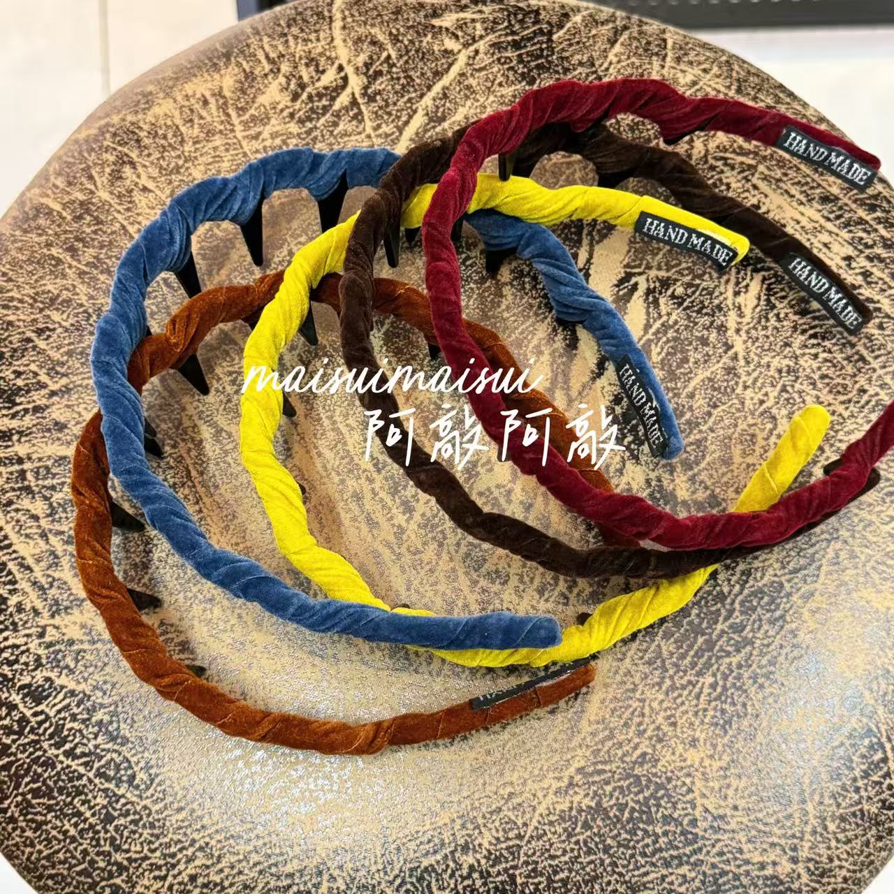 【阿敲】A2073~布艺齿梳复古丝绒波浪倒插梳发箍高颅顶-麦穗头饰