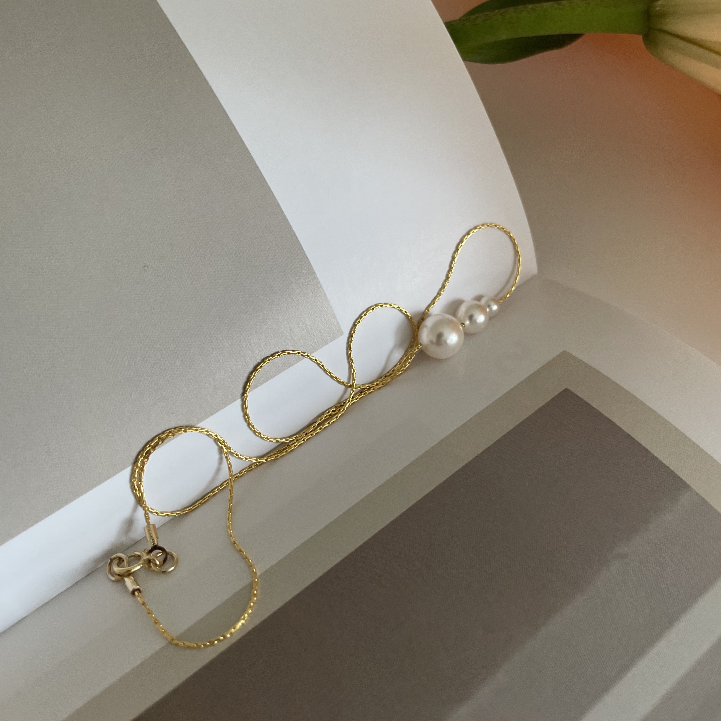 合金仿珍珠项链 简约时尚贝珠细蛇骨链 气质日韩珠宝