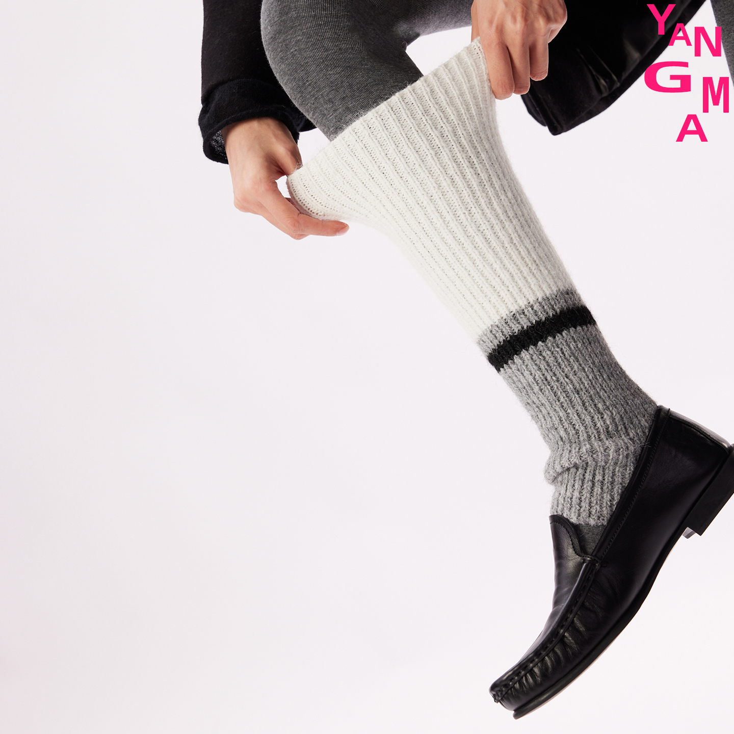 YANGMA秋冬拼接针织袜套条纹堆堆袜子女冬加厚羊毛保暖腿套501120