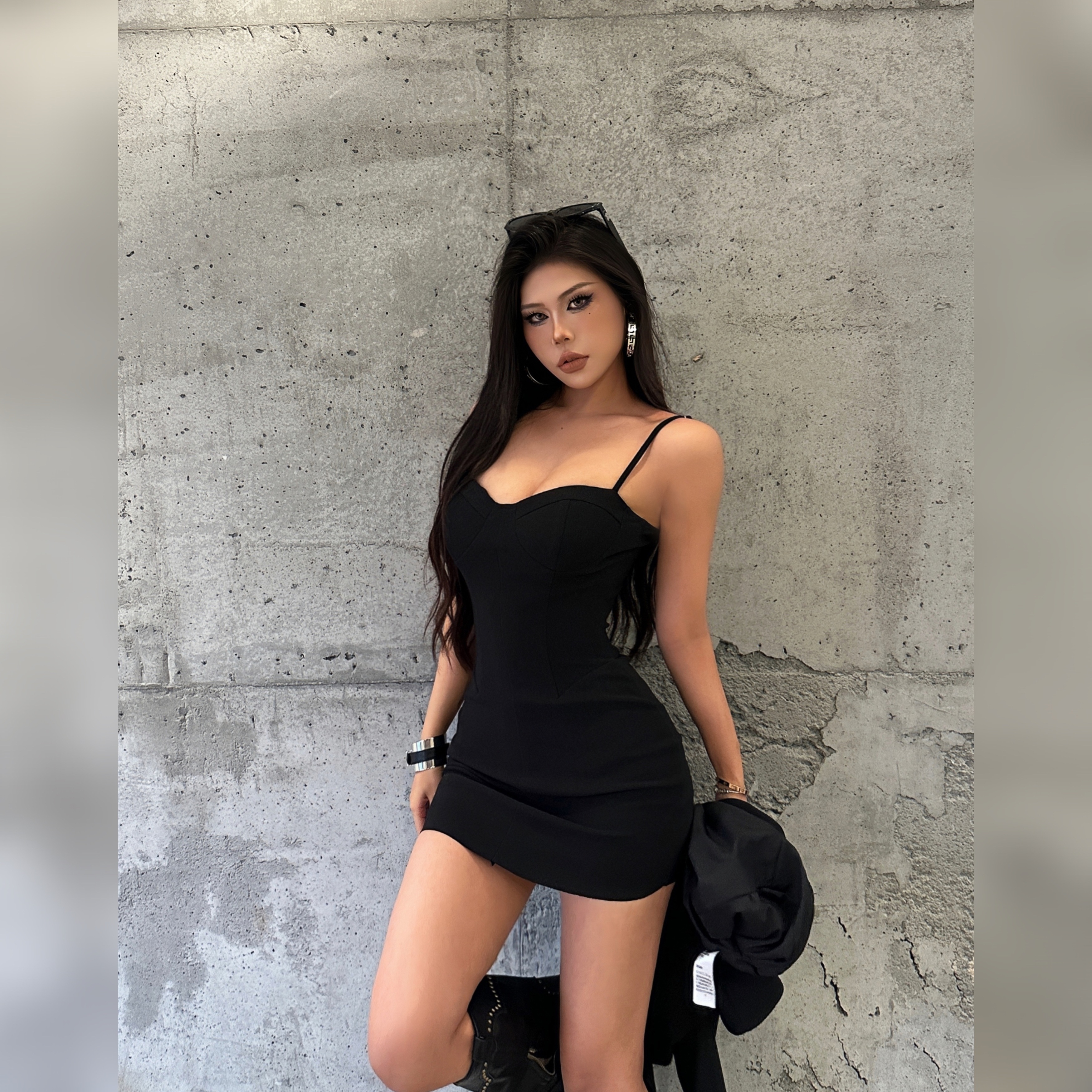 【蜜蜜家】珍妮旅途 欧美辣妹性感带可拆胸垫连衣裙短裙 25/Y687