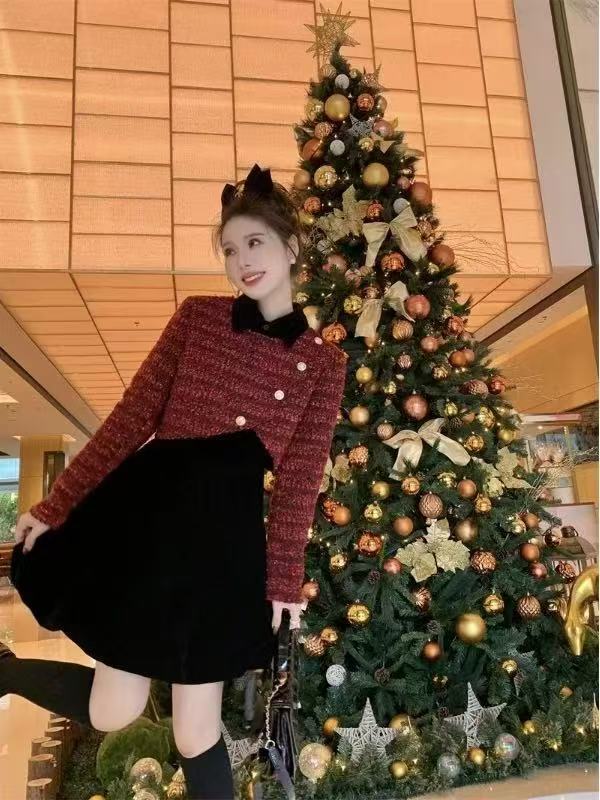 2025年圣诞节炸街节日战袍斗篷连衣裙两件套