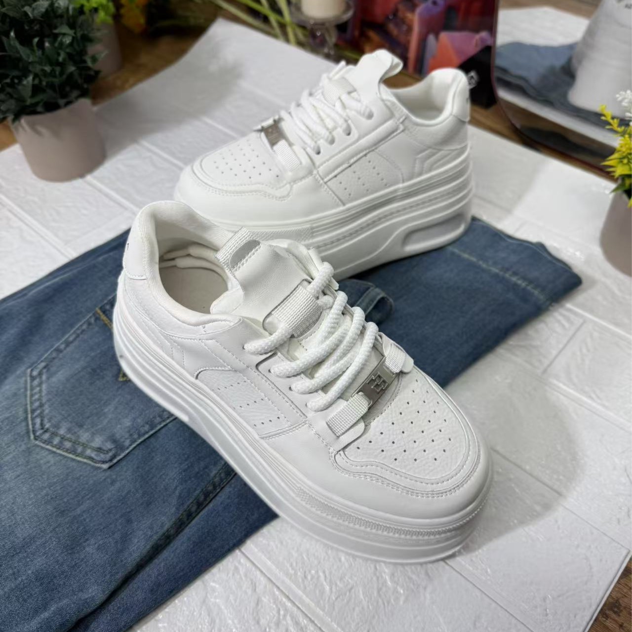 8公分增高厚底小白鞋百搭休闲时尚四季板鞋韩版女鞋真皮透气女鞋