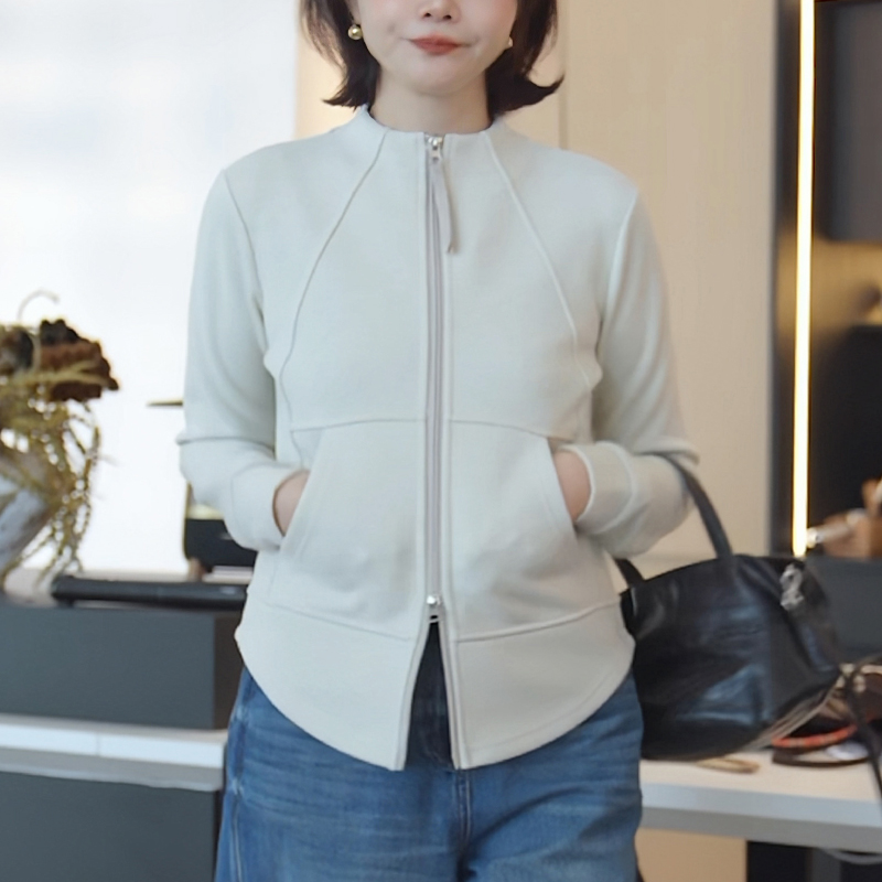 女士拉链立领卫衣2025秋季新款时尚减龄修身显瘦休闲开衫外套上衣