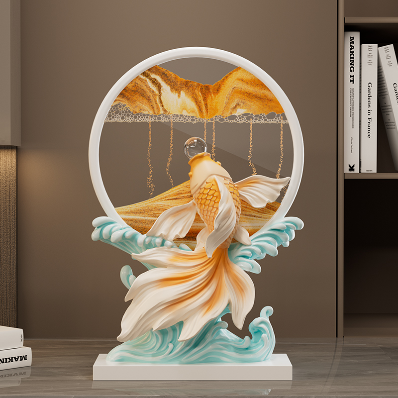 流沙画摆件年年有余轻奢高档客厅玄关电视柜酒柜装饰乔迁新居礼物