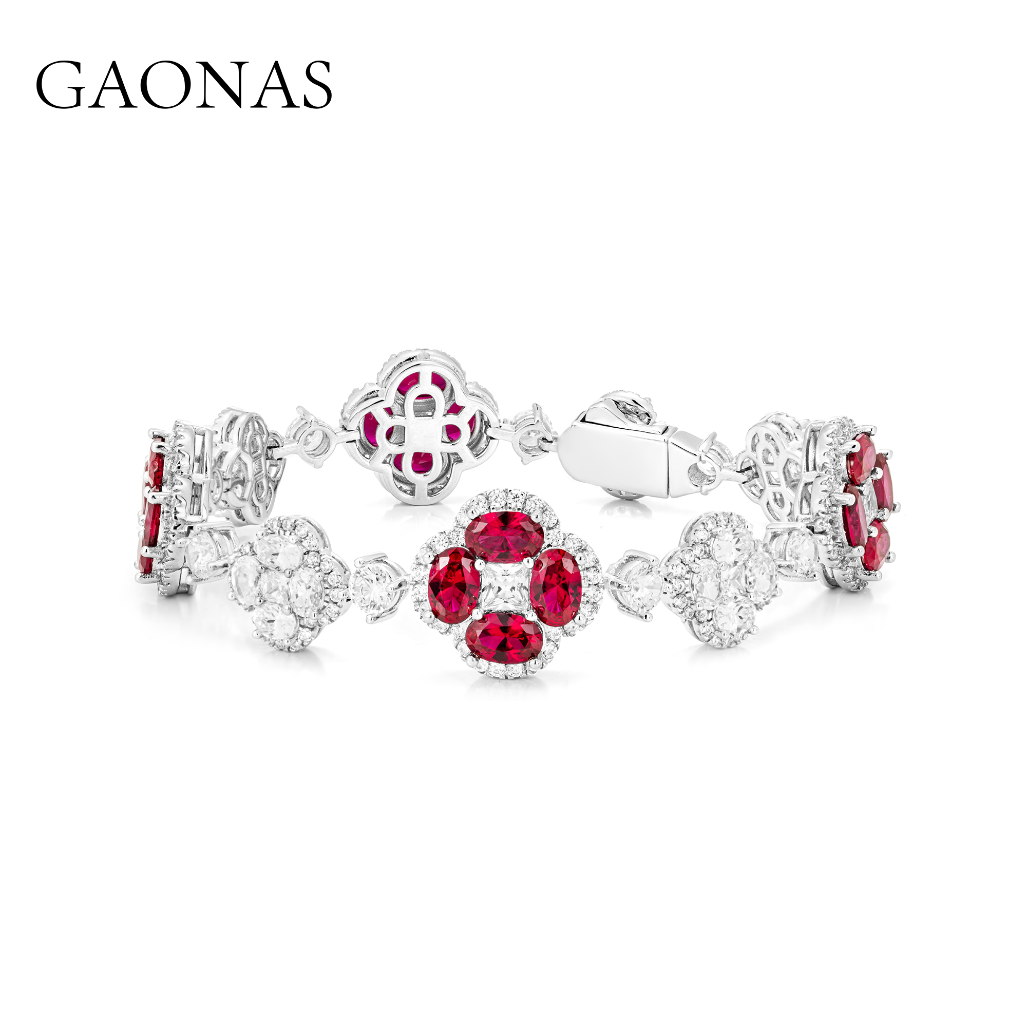 GAONAS 铜合金合成锆石手链 圣诞红 秋冬贵气百搭红色手链11793SR