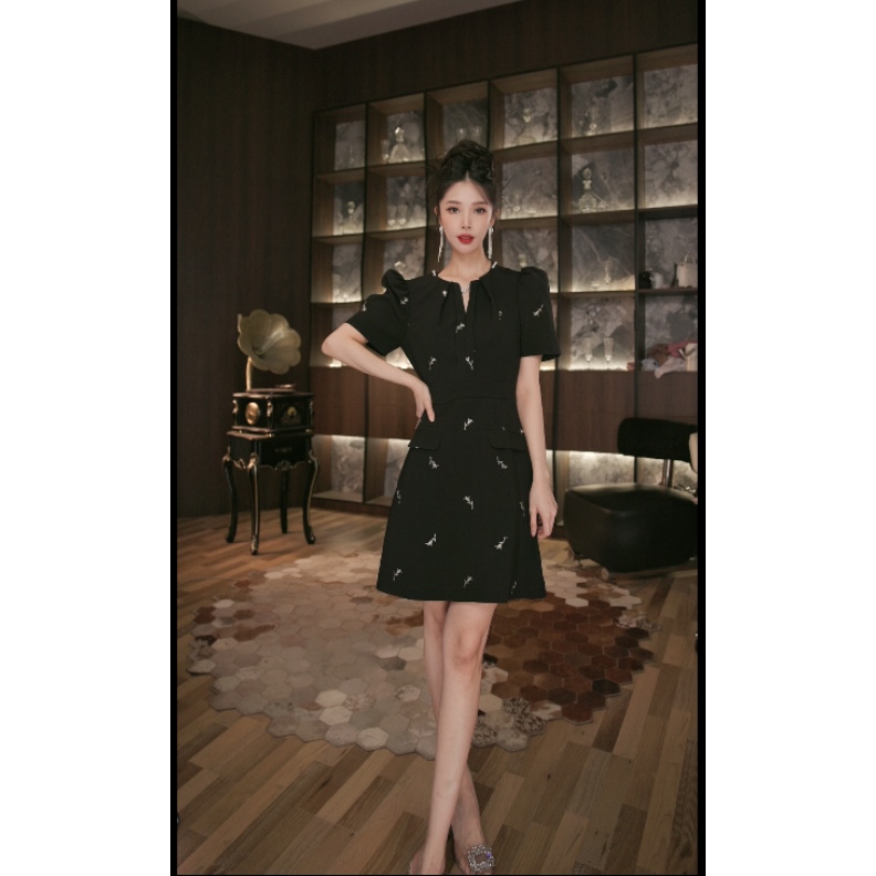 六爻定制 法式赫本风名媛显瘦优雅时尚连衣裙 65145