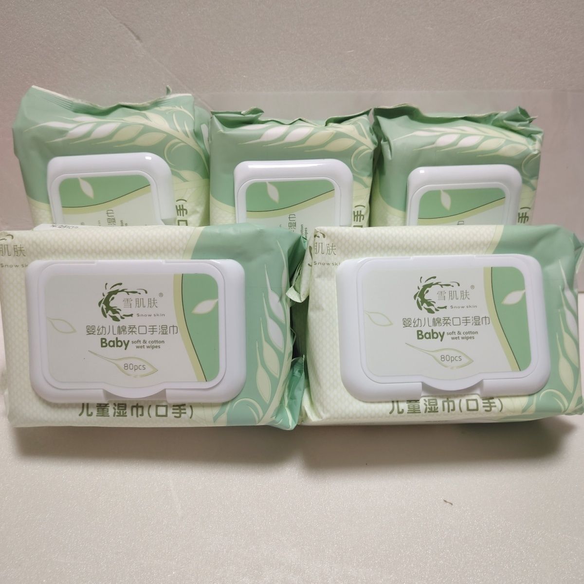 雪肌肤婴儿湿巾口手加厚款80片带盖婴儿纸巾大包加厚加大实惠大包