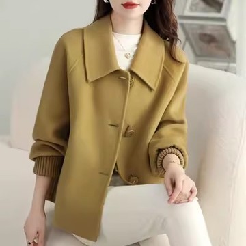 洋呢羊毛大衣秋冬小个子毛呢双面外套派时尚百搭女短款上衣绒双面