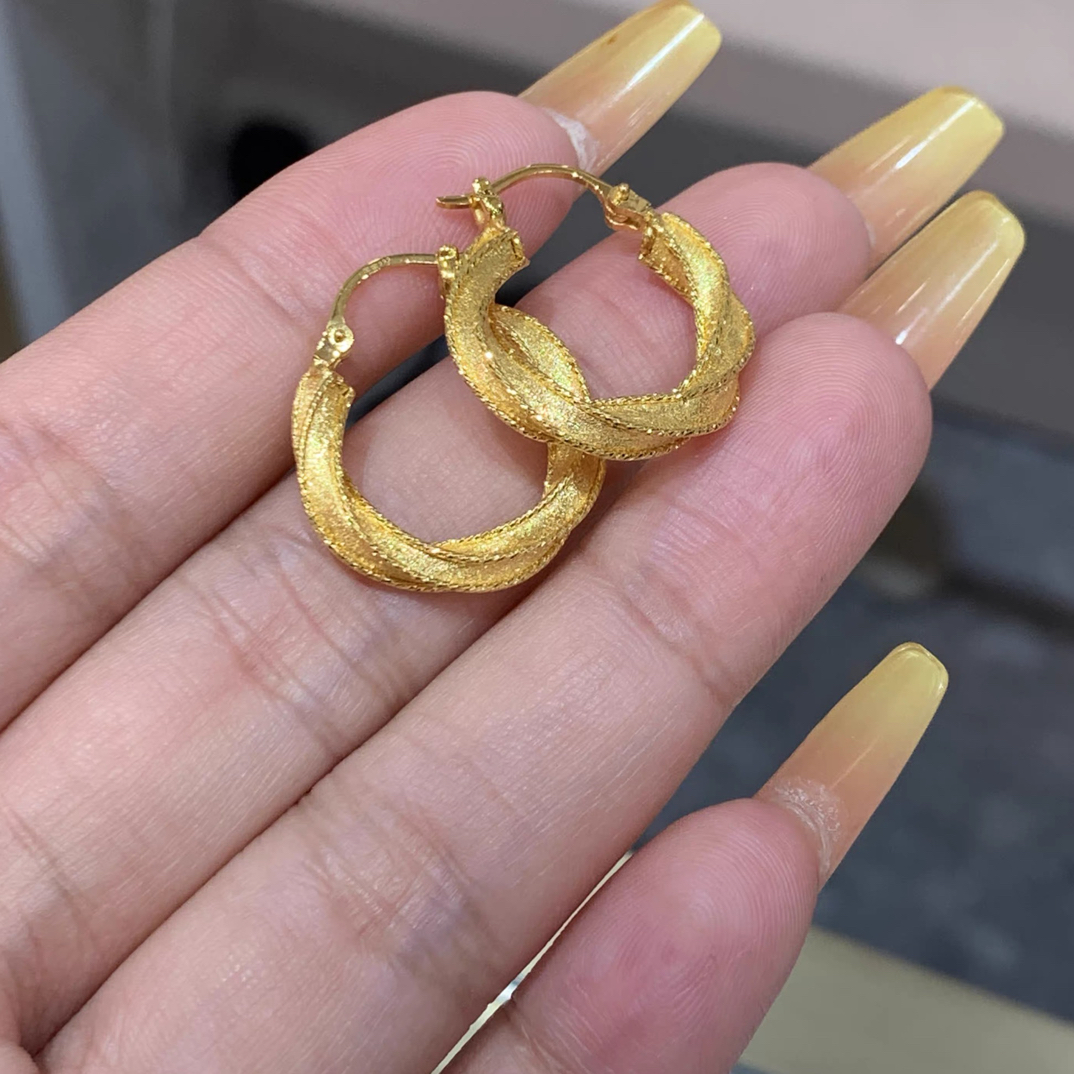 合金耳饰 耳圈耳环拉丝莫比乌斯花丝扭纹时尚轻奢百搭