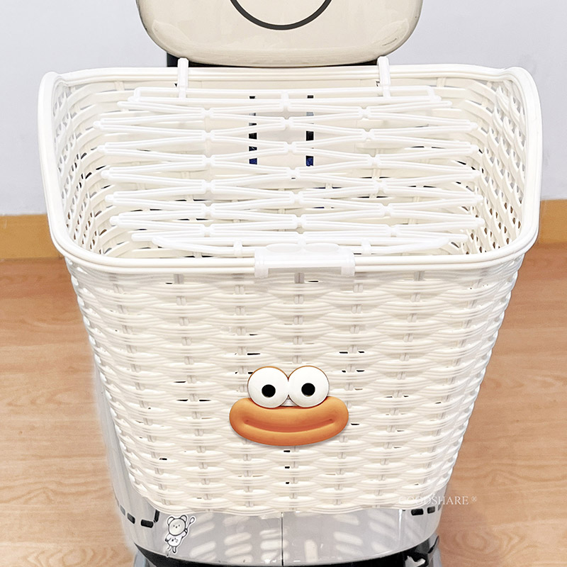 电动车车筐后置储物神器可爱卡通香肠嘴电瓶车车篓后用靠背菜篮子