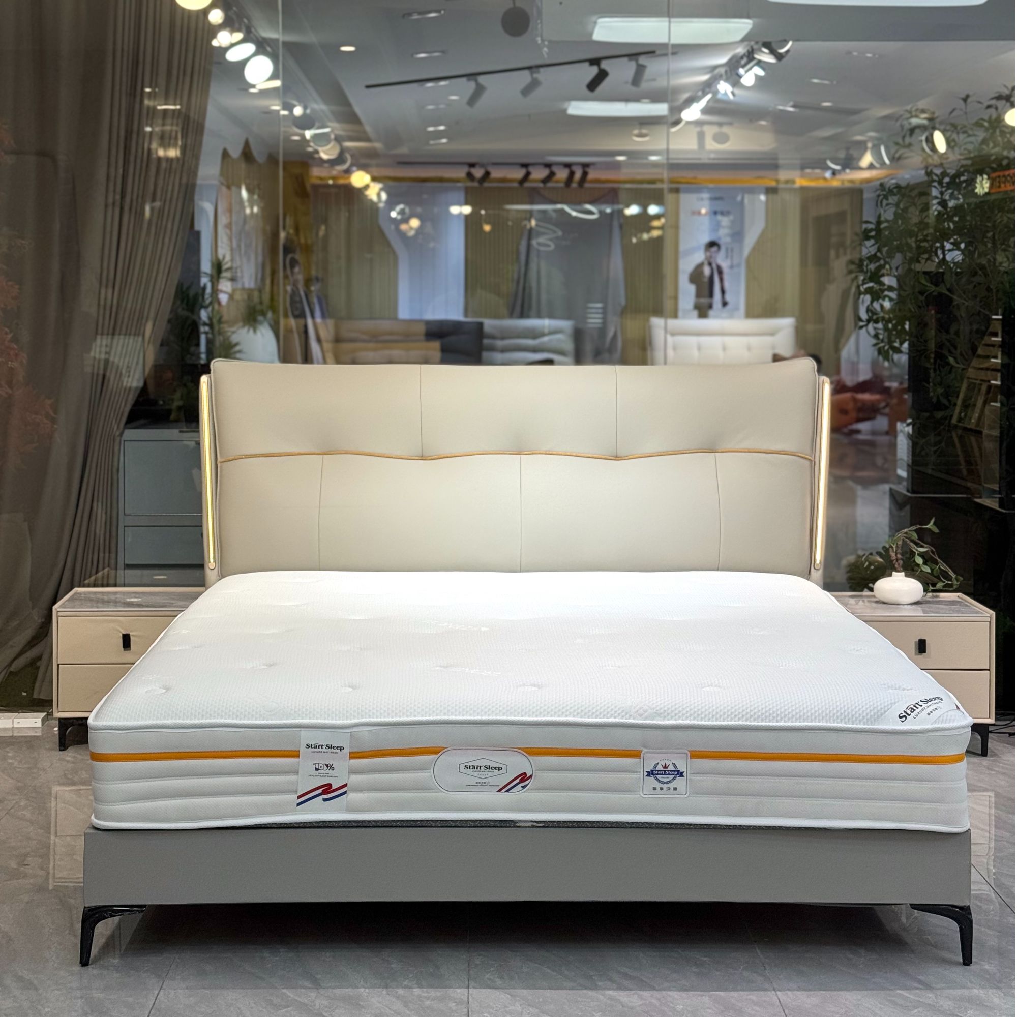 【金腰带】简约设计主卧床软包床皮艺大床实木框架床#906