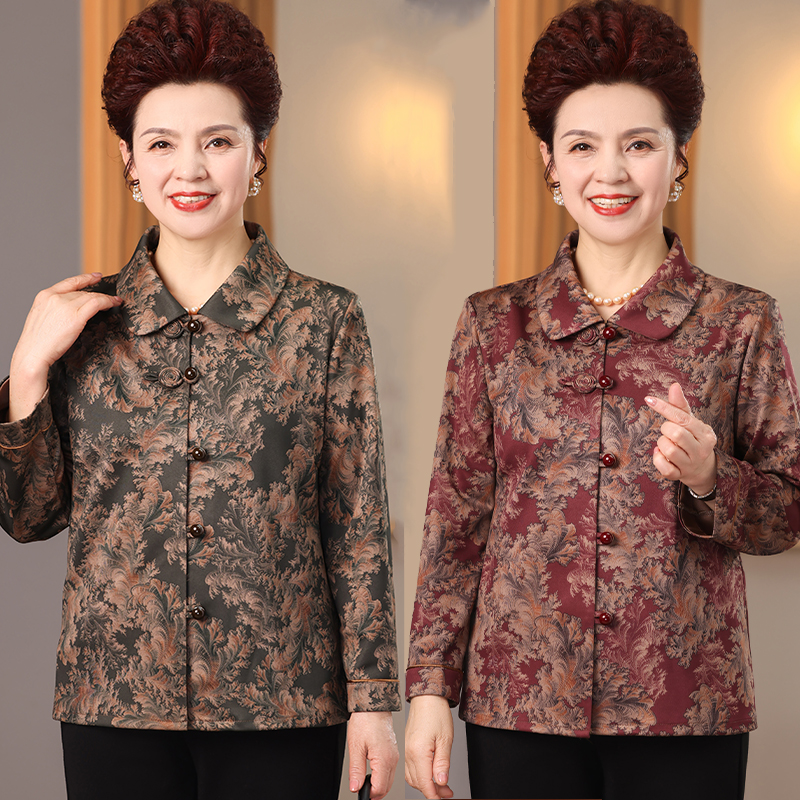 春季新款妈妈装衬衫女60岁70老年人衬衣老太太奶奶薄款开衫上衣