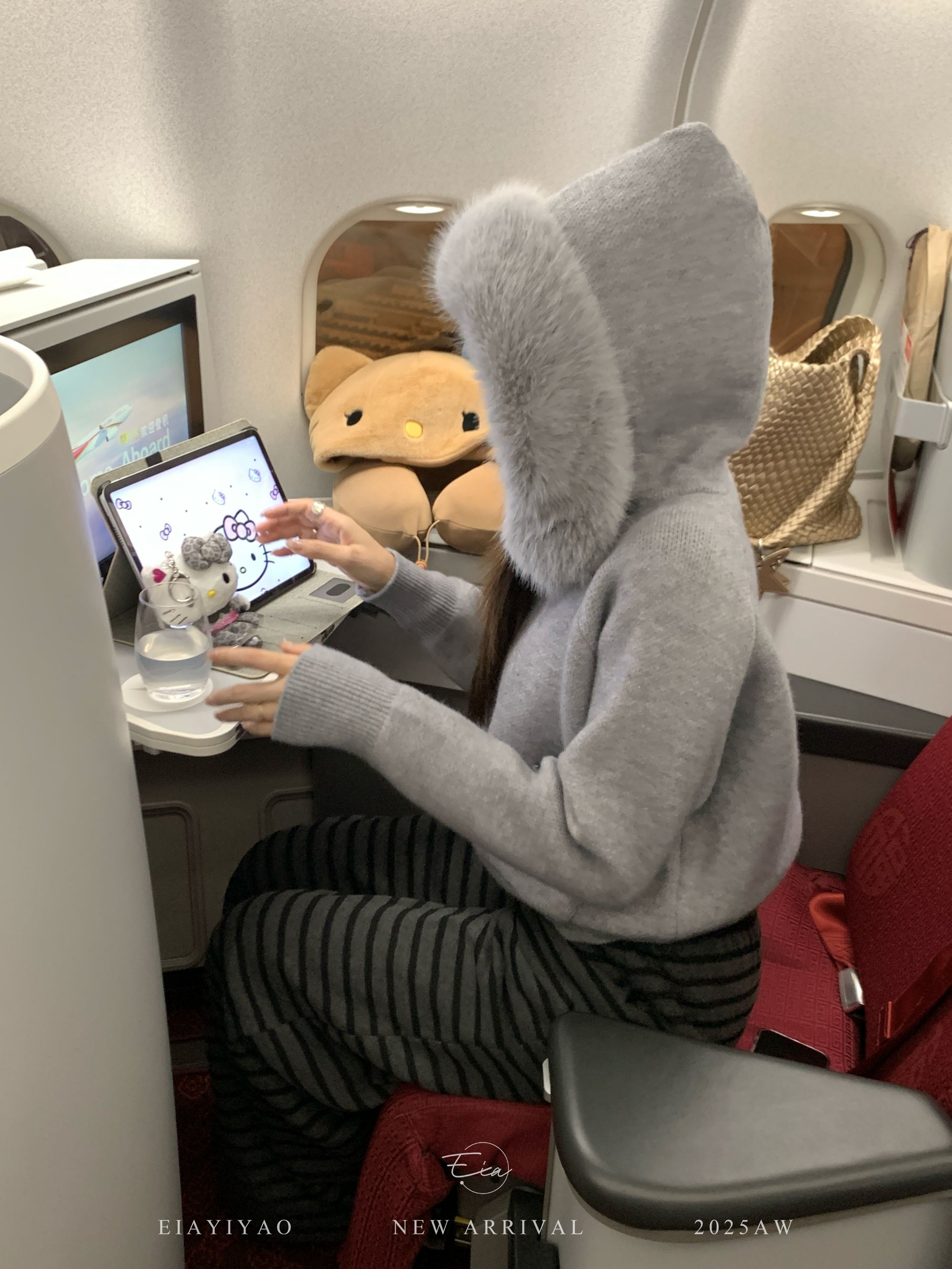 EIA一尧【雪花酥】韩系连帽可拆卸毛领上衣休闲百搭ins口袋设计毛衣