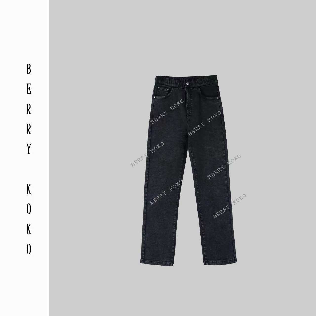 【MISSKO】 高品质复古炒色加绒字母直筒九分烟管高弹牛仔裤 K100