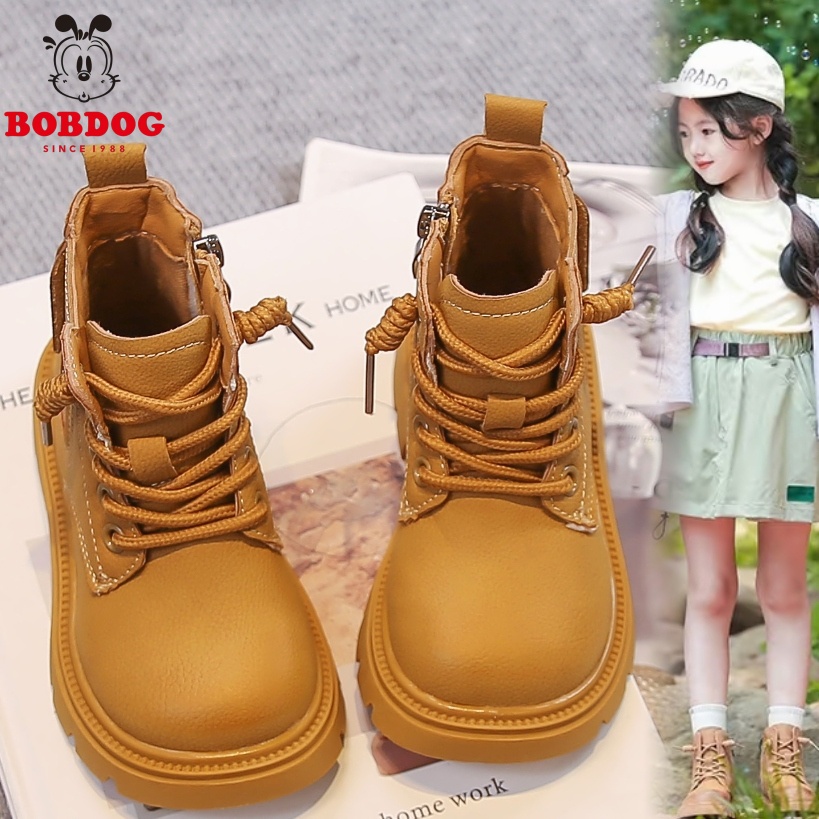 巴布豆马丁靴女童靴子2025新款儿童靴子男童短靴女宝宝草原小黄靴