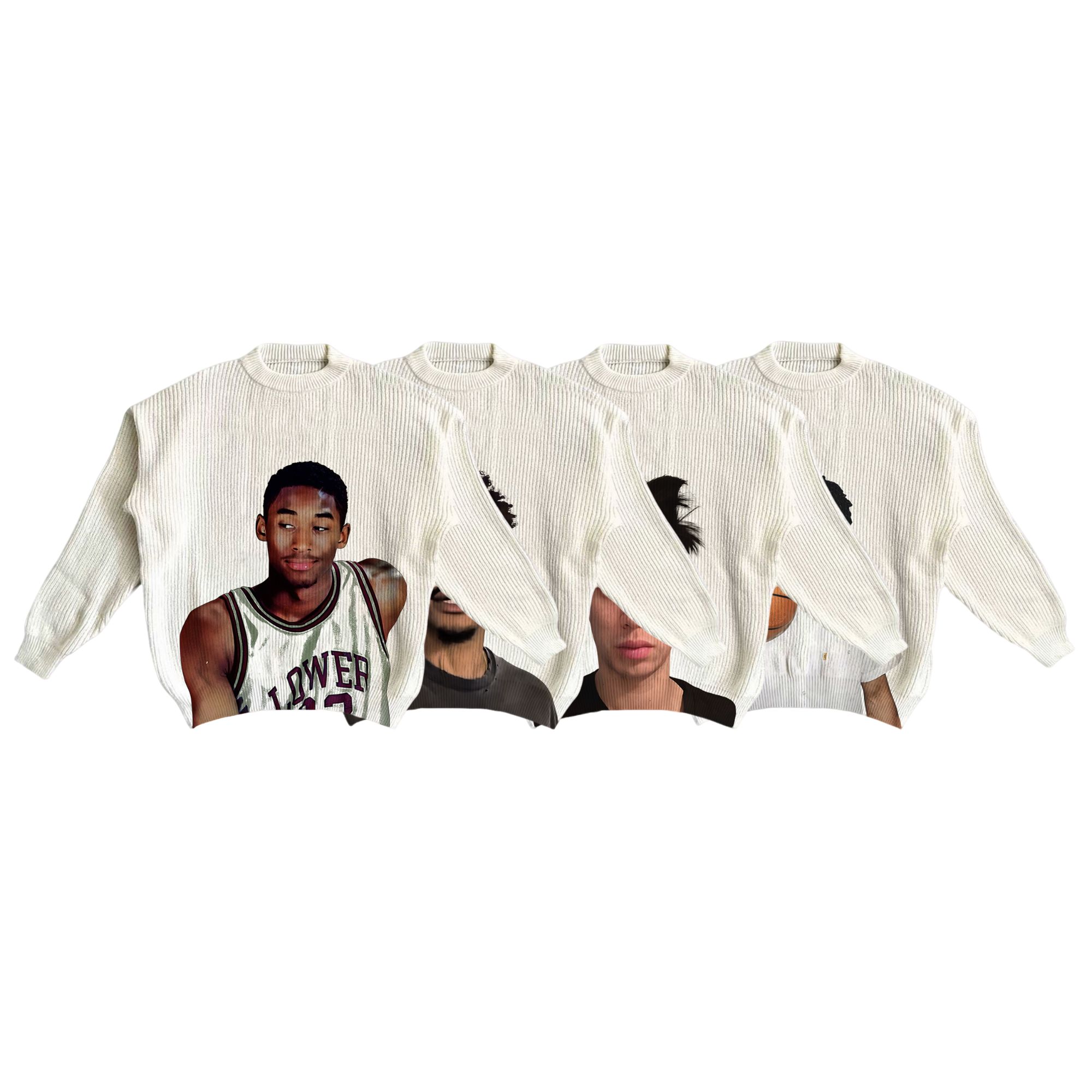 球星系列冬款加厚数码直喷宽松型慵懒休闲风针织线衣长袖圆领毛衣