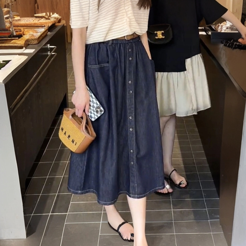 天丝牛仔半身裙女新款春夏薄款a字显瘦半身裙186