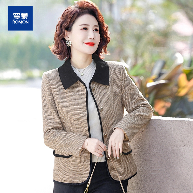 罗蒙时尚妈妈新款春装上档次小香风外套中老年春秋女装洋气衣服