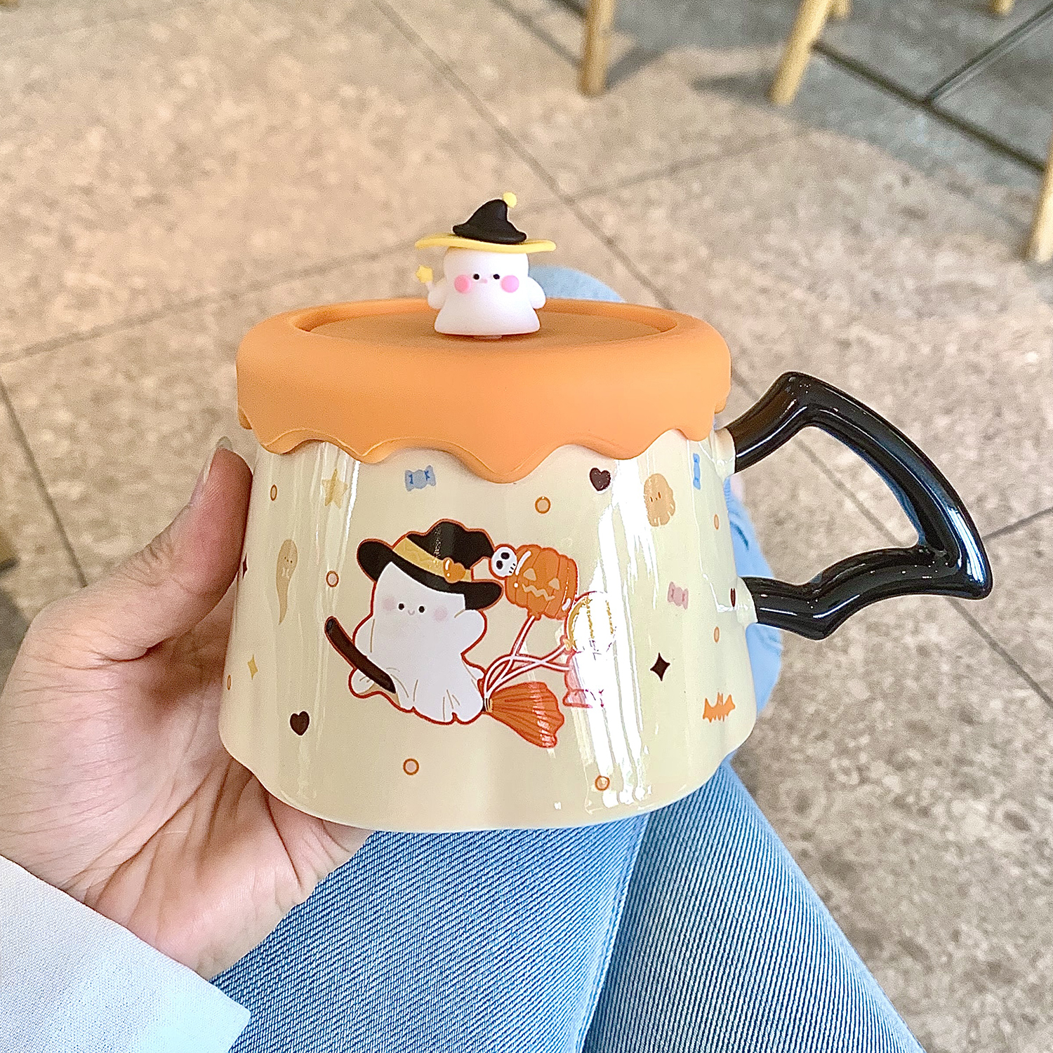 可爱幽灵马克杯带盖陶瓷杯子高颜值情侣款水杯创意生日礼物伴手礼