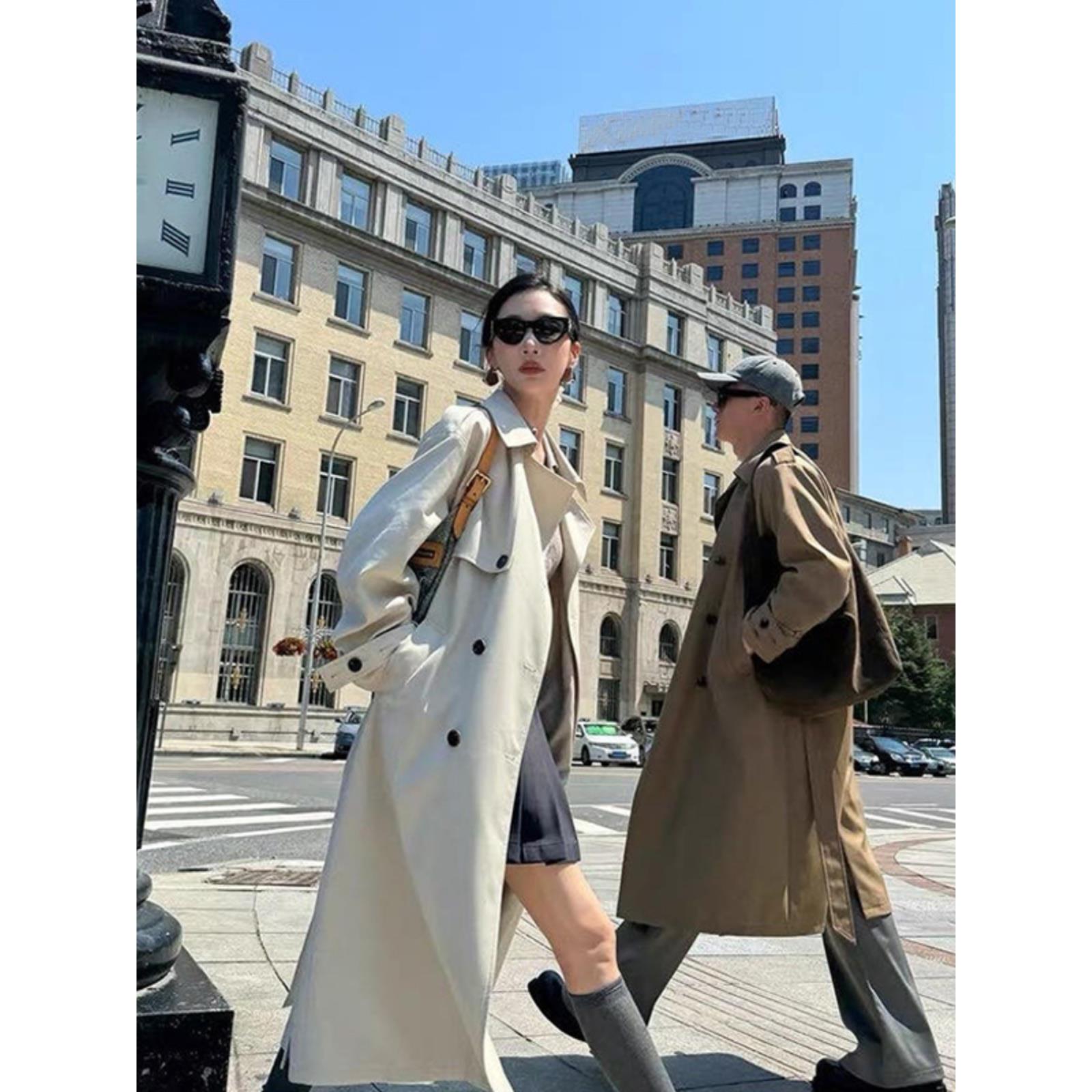 2025秋季新款高级感双排扣风衣大衣女中长款春秋英伦风气质外套