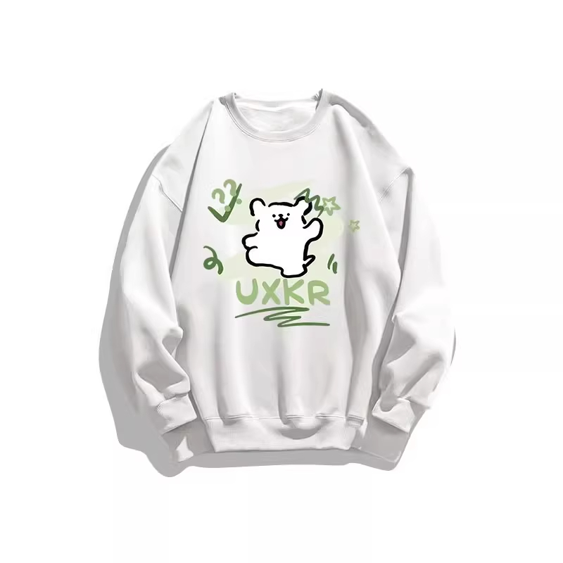 线条小狗圆领卫衣男女童秋冬季时髦设计感休闲慵懒学院风上衣服潮