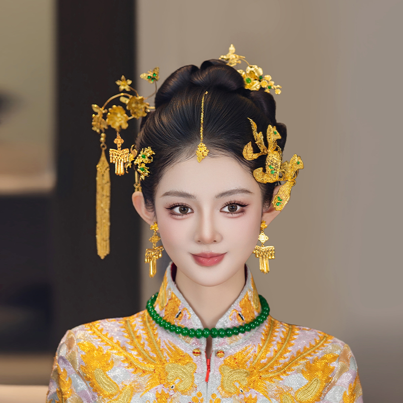 合金婚庆饰品 国风新娘贵气减龄中式新款金色眉心坠头饰品MT0252