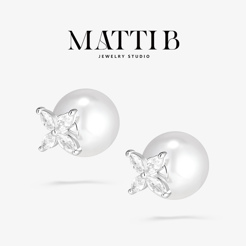 铜合金仿珍珠耳饰 【一款多戴】经典四叶草高级气质百搭耳钉女2073