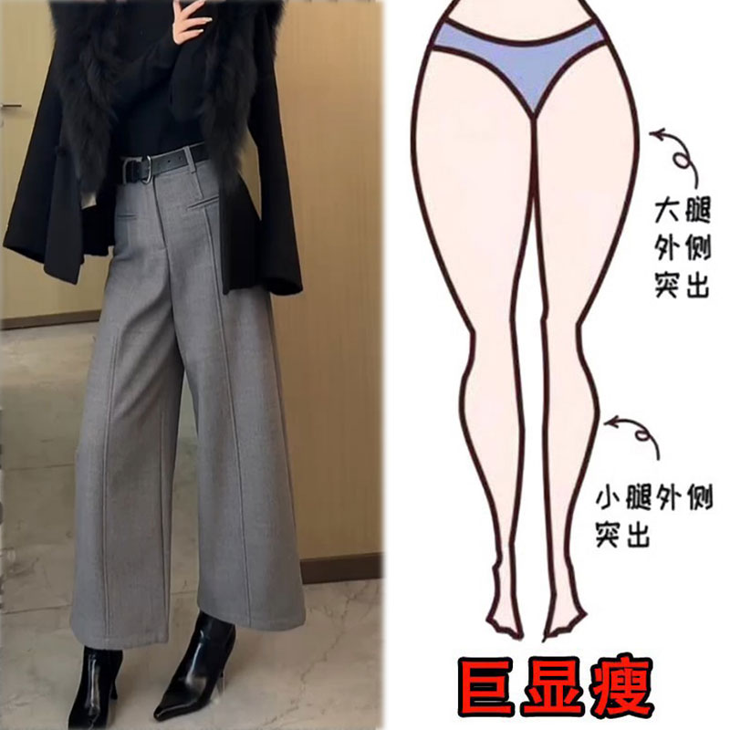 早春新款大码女装高级感直筒休闲裤梨形身材显瘦百搭宽松九分裤女