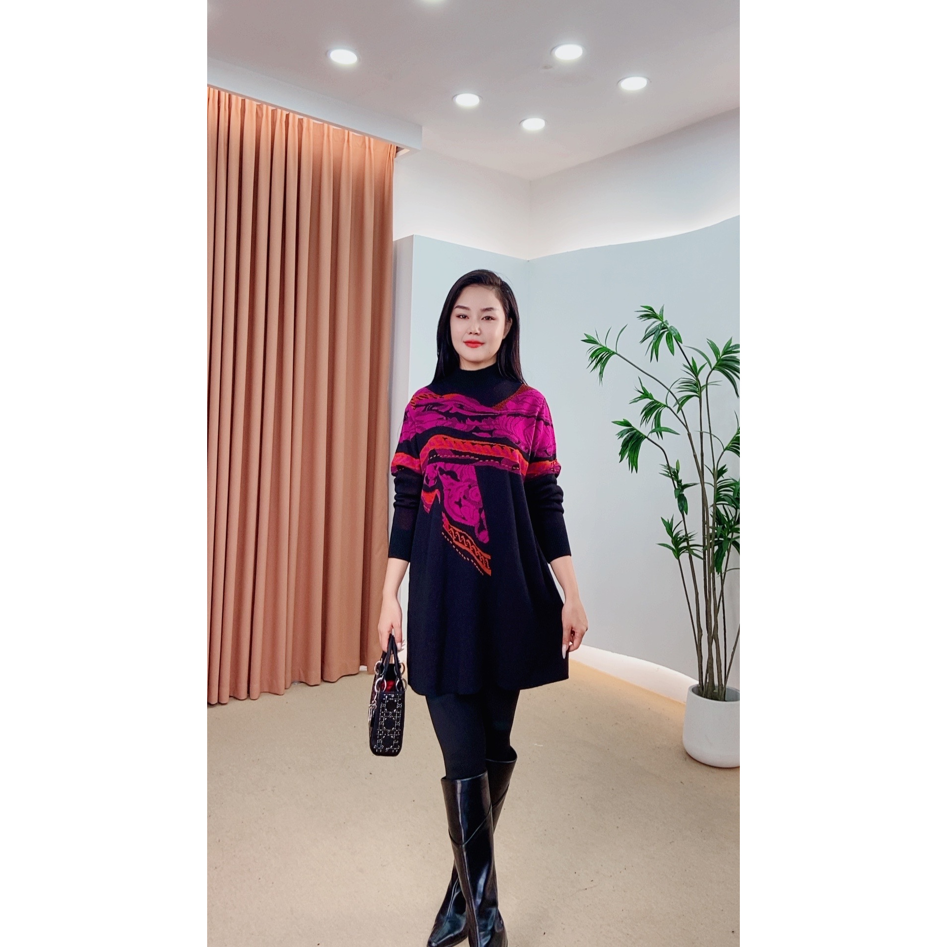 365时尚网红红色显瘦秋冬冬季针织长款连衣裙气质新款打底高弹力