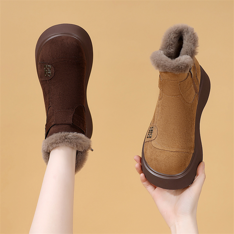 厚底时尚加绒勃肯短靴女2025冬季新款防寒保暖软底轻便棉靴大码41