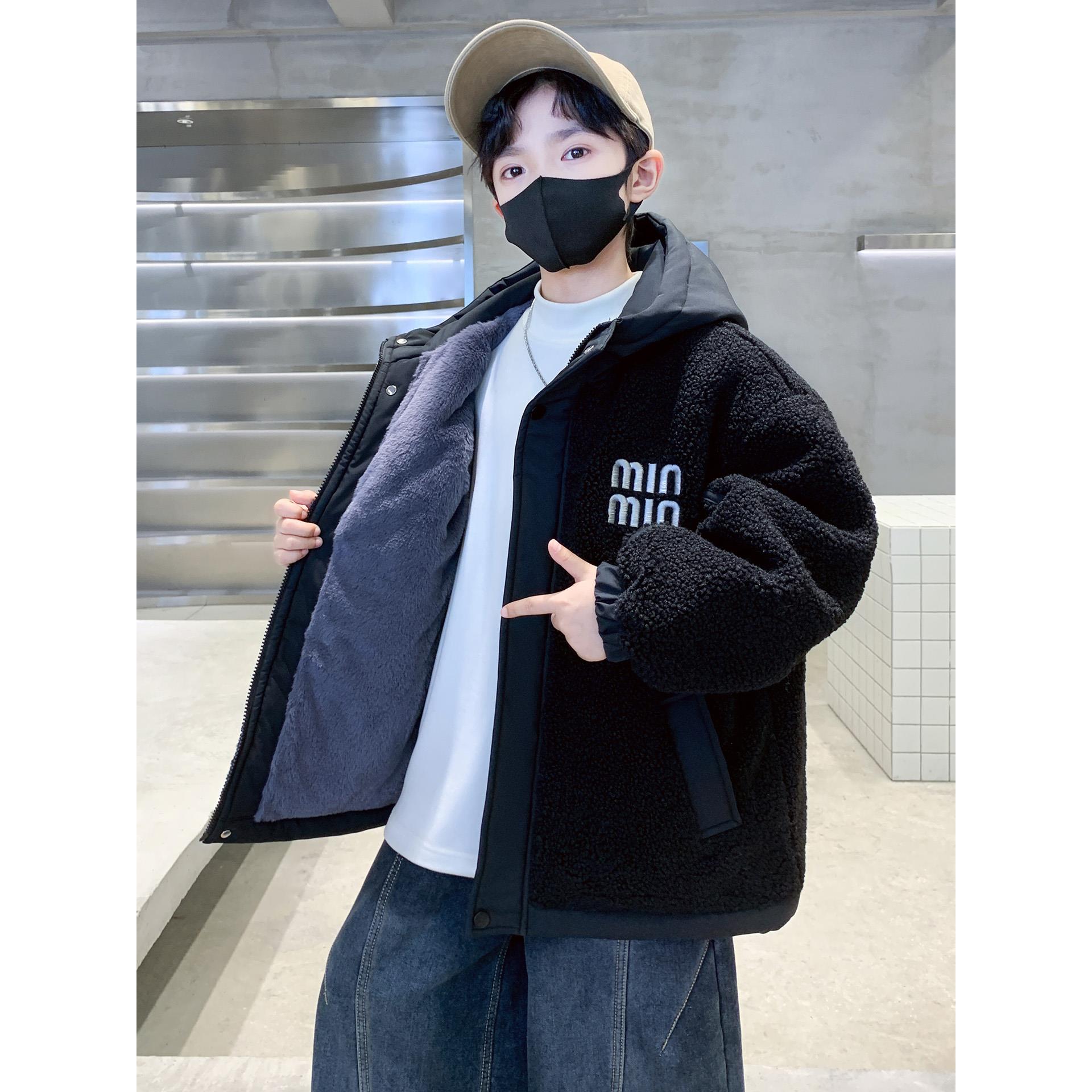 男童加绒外套2025秋冬新款二棉服冬款摇粒绒大儿童男孩加厚冬季