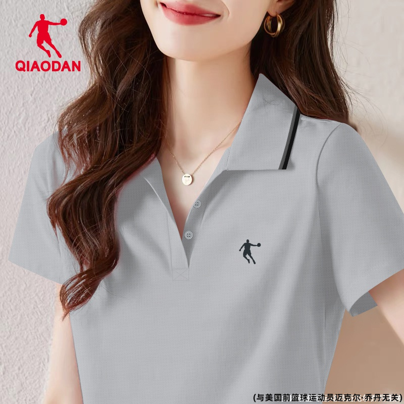 乔丹短袖T恤女款2025新款夏季大码翻领POLO衫透气女士上衣T恤半袖