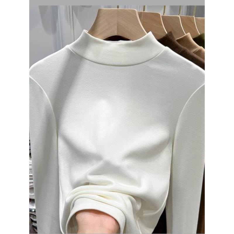 秋冬新款德绒半高领温柔风内搭加厚感百搭洋气打底衫女2024年大码