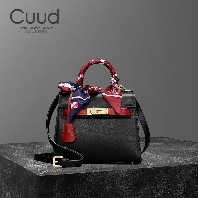 【专柜】Cuud时尚轻奢单肩斜挎牛皮女包小众丝巾搭配手提真皮女士包