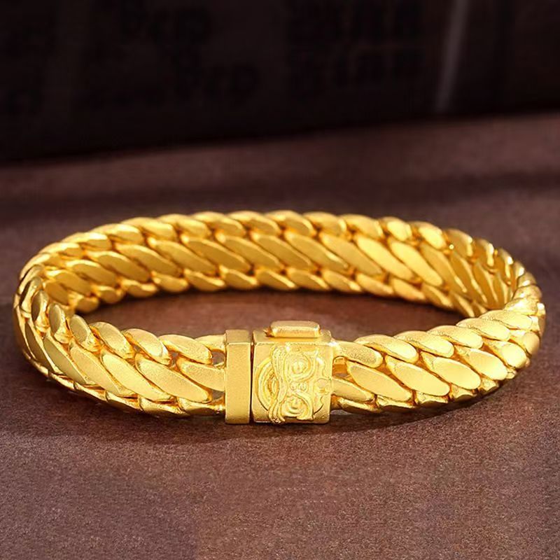 铜合金手链 三马鞭金色时尚百搭手链经典霸气龙鳞个性潮流小众