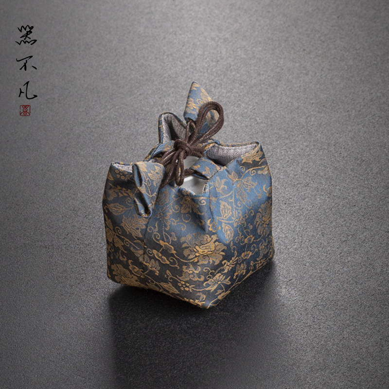 中式织锦主人茶杯袋旅行户外便携茶壶盖碗包禅意布艺加厚防护袋