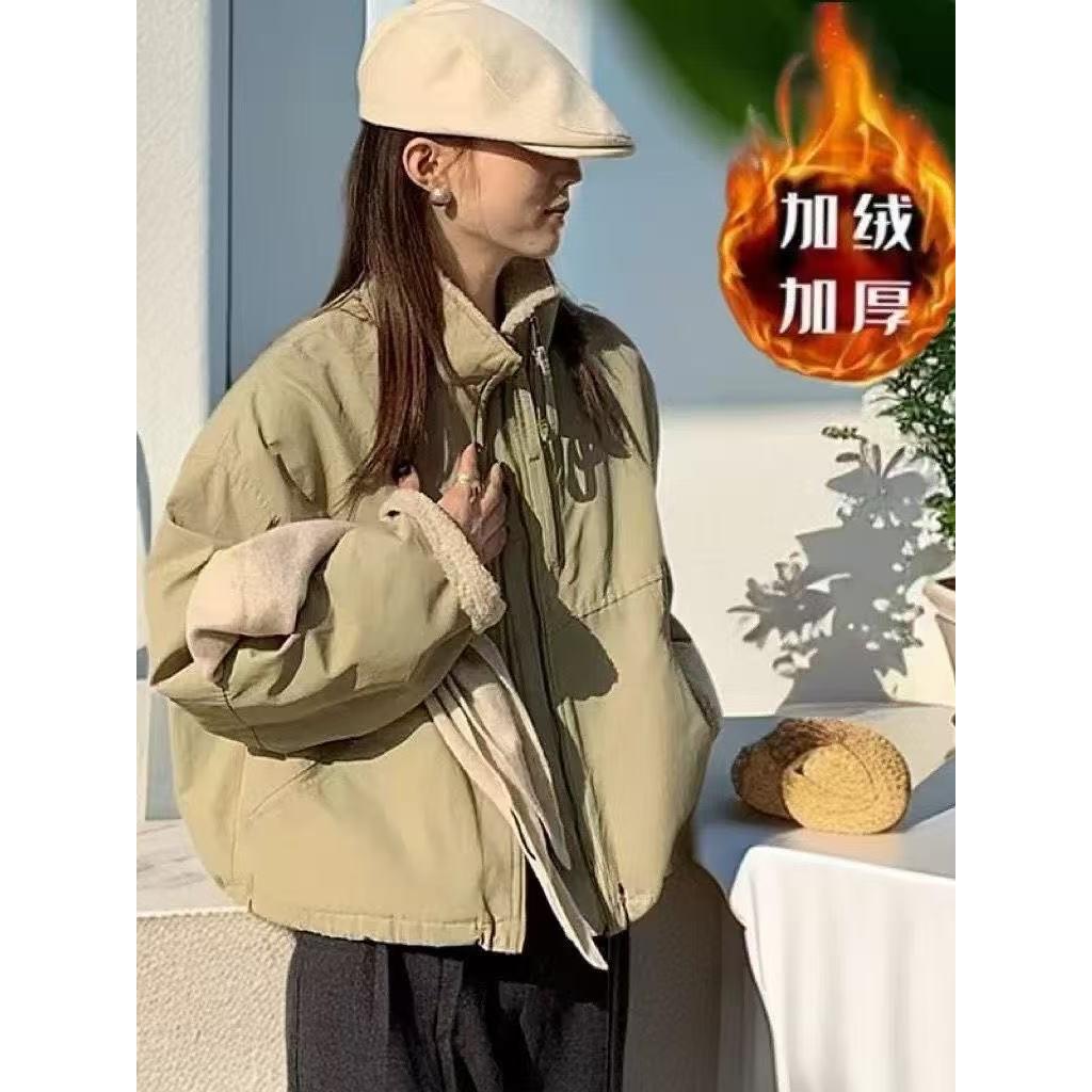 设计感小个子妈妈拉链时尚洋气质保暖棉服女2025秋装加绒加厚外套