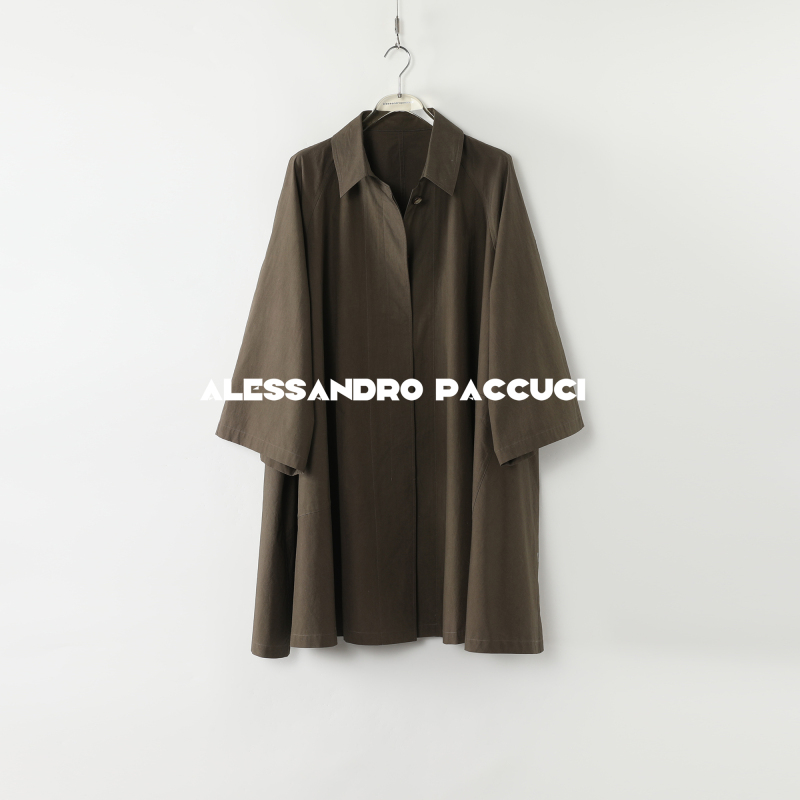 AP洛哥53008FY【时光来客】100棉翻领插肩袖伞型简约风时尚百搭风衣