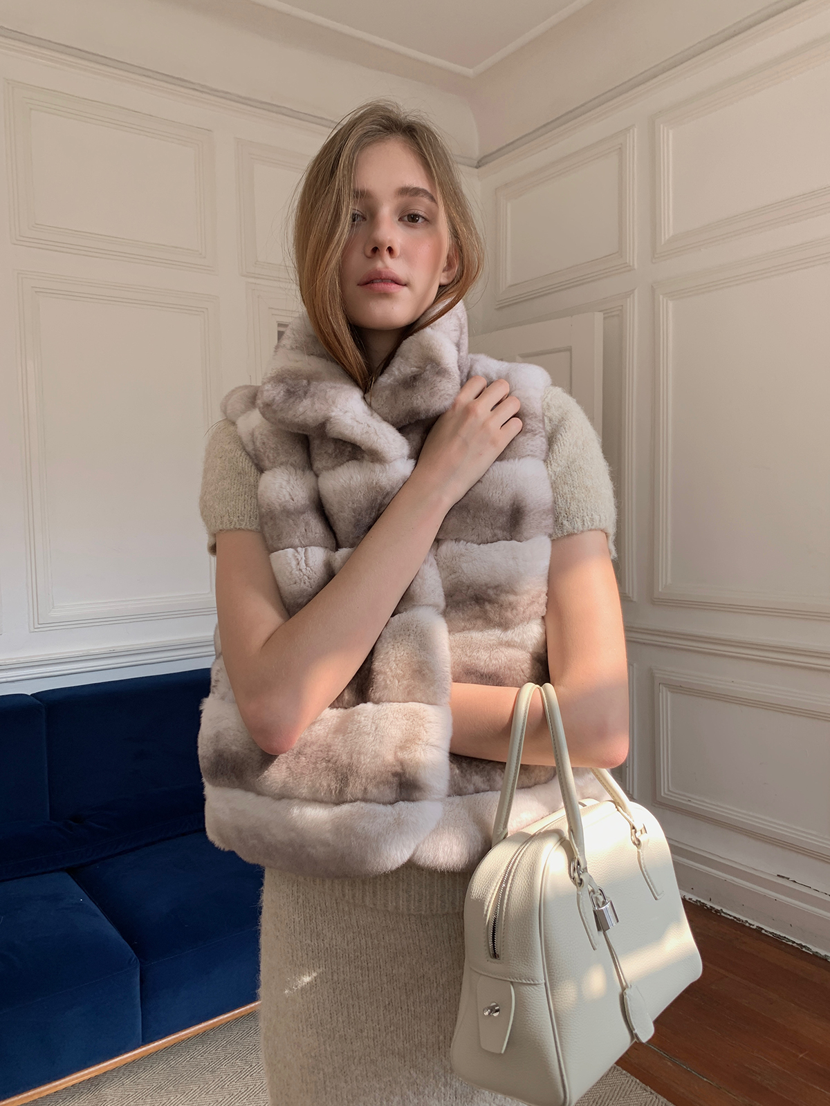 人造皮草 奶油爆款龙猫仿獭兔毛马甲背心短款皮草外套女秋冬皮草