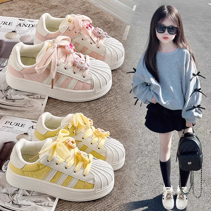 女童小白鞋秋季新款儿童贝壳头板鞋软底韩版女孩休闲学生运动鞋子