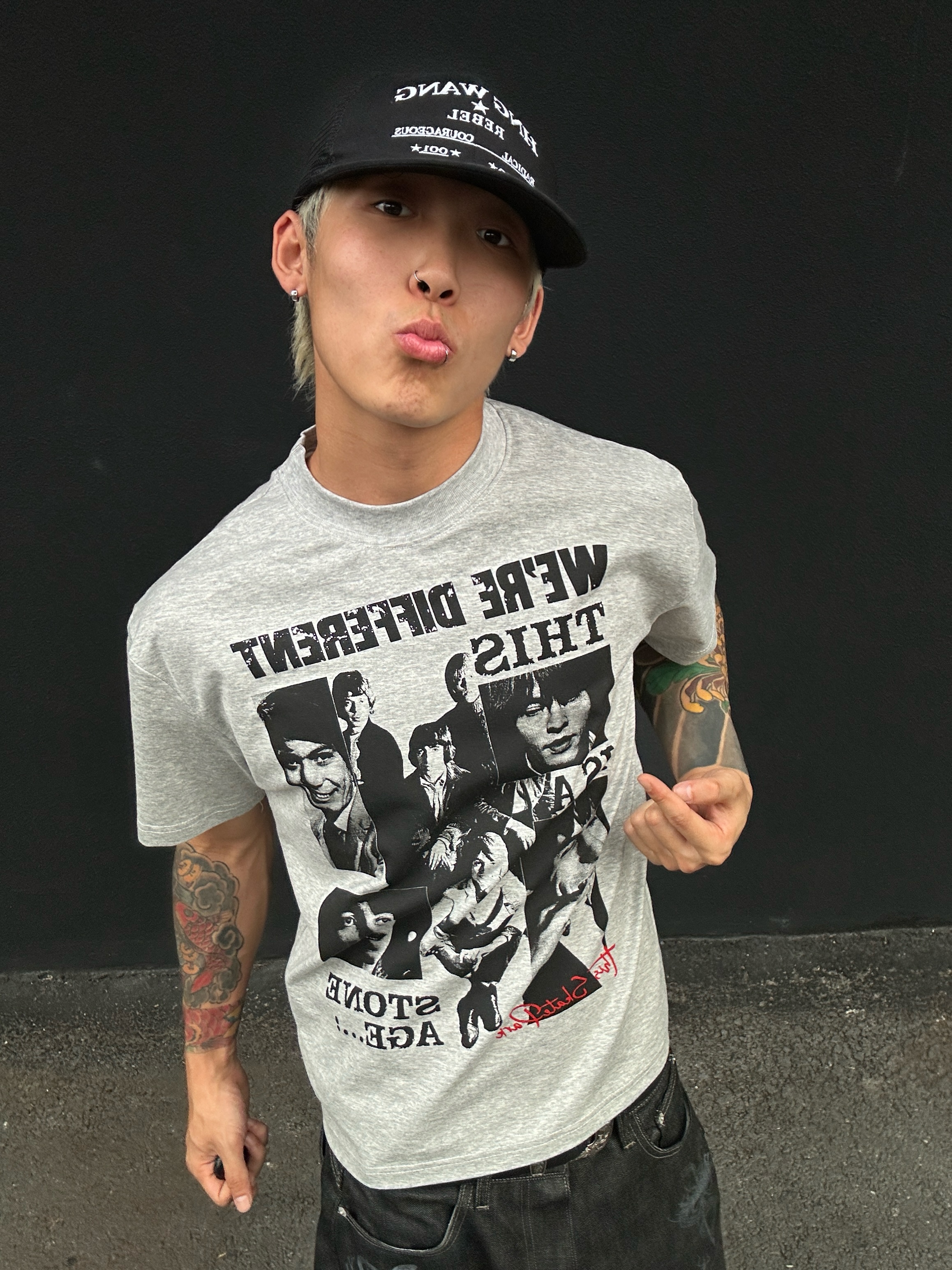 SKATEPARK“ 滚石乐队"重磅索罗娜凉感正肩收领口收腰线小众印花T