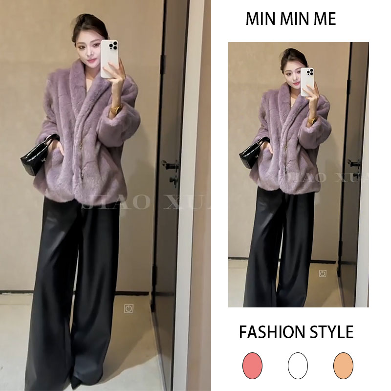 2025秋冬季新款极简风长袖纯欲风长袖外套女搭配休闲阔腿裤两件套