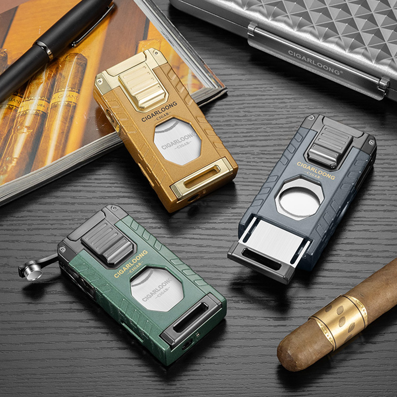 茄龙多功能五合一防风三直冲带平剪通针开孔器便携打火机CB-25E1