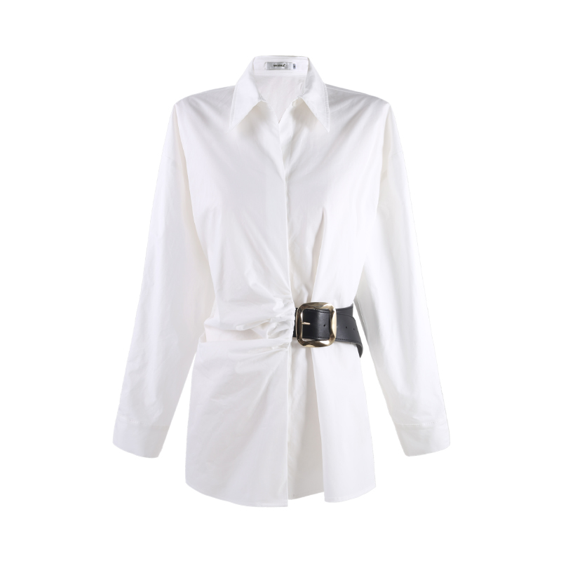 【京京】2025年春季上衣皮带收腰长袖衬衣HBZC622186