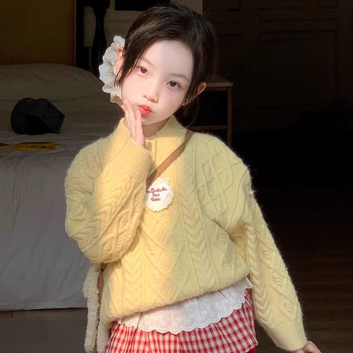 女童毛衣秋冬2025新款儿童装加厚针织衫女孩毛线衣冬季打底衫上衣