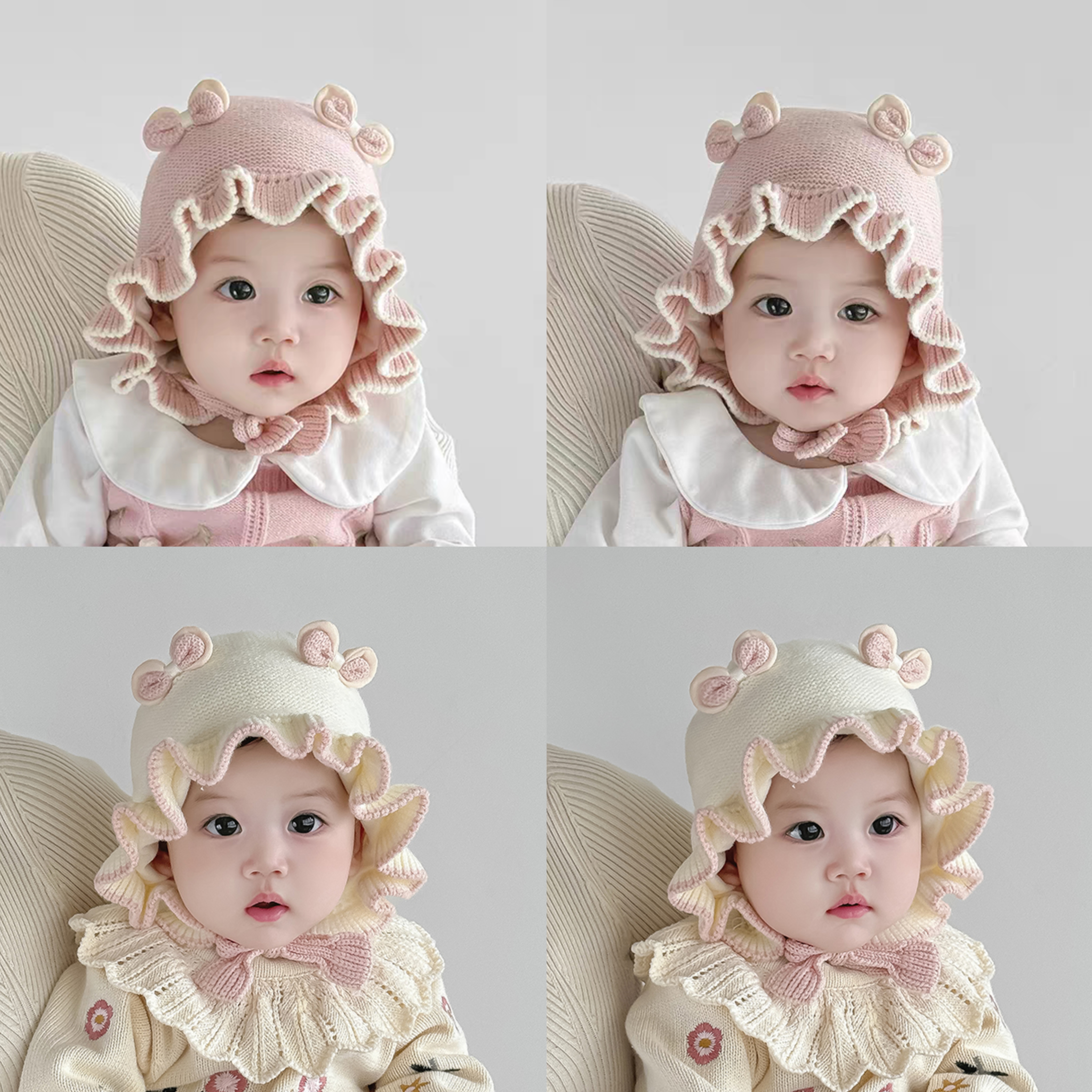 婴儿帽子秋冬季超萌新年幼儿女童针织帽新生女宝宝加厚保暖毛线帽