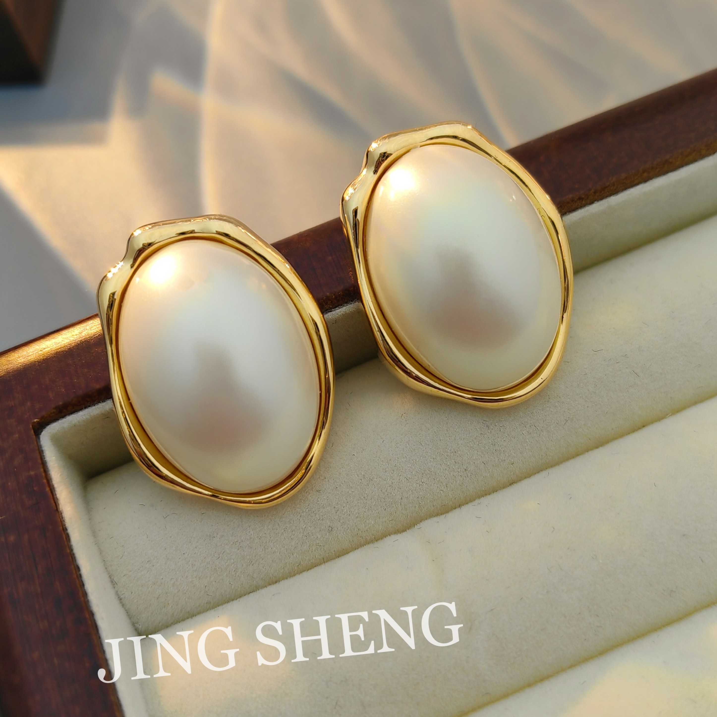 铜合金耳饰 铜合金耳饰耳钉【大女人】大气简约优雅百搭珠珠耳环